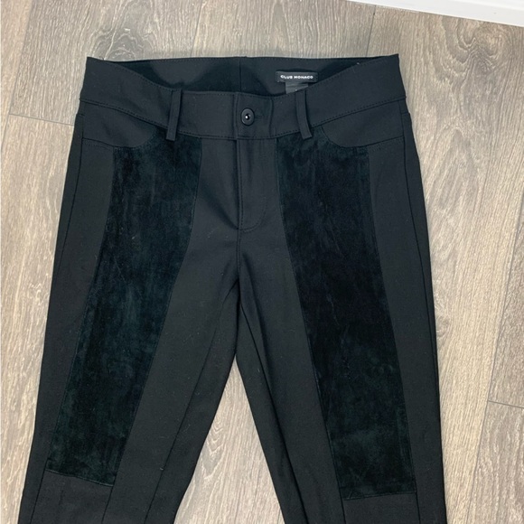 Club Monaco Suede Panelled Riding Pants Trousers High Rise Straight leg Black 00 - Picture 7 of 16